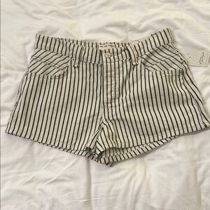 Free People Black and White High Waist Striped Shorts